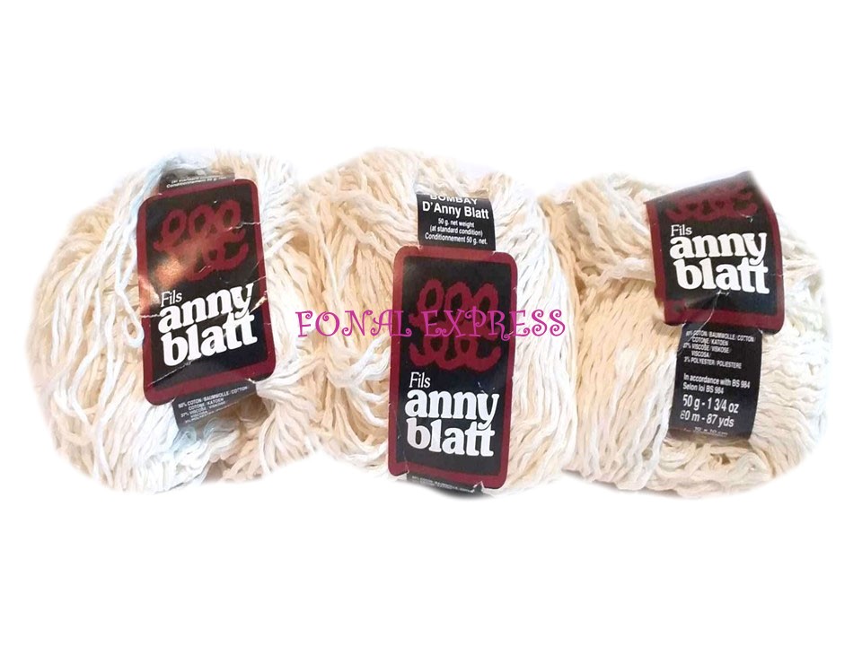 150 g ANNY BLATT fehér fényes pamut viscose fonal. Tű 3-4 mm. 